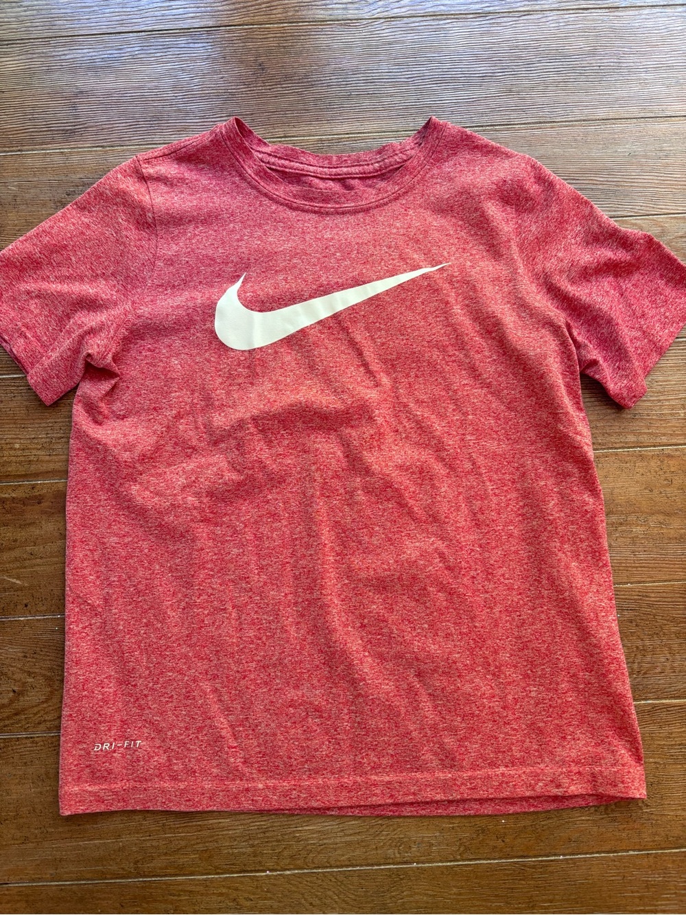 Nike Red Heather Short Sleeve Tee with White Swoosh